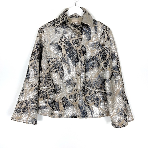 Vintage Lorain Croft Silver Textured Short Swing Jacket - Picture 1 of 6